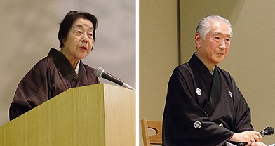 左から小田幸子さんと武田孝史さん、あぜくら会集いの様子