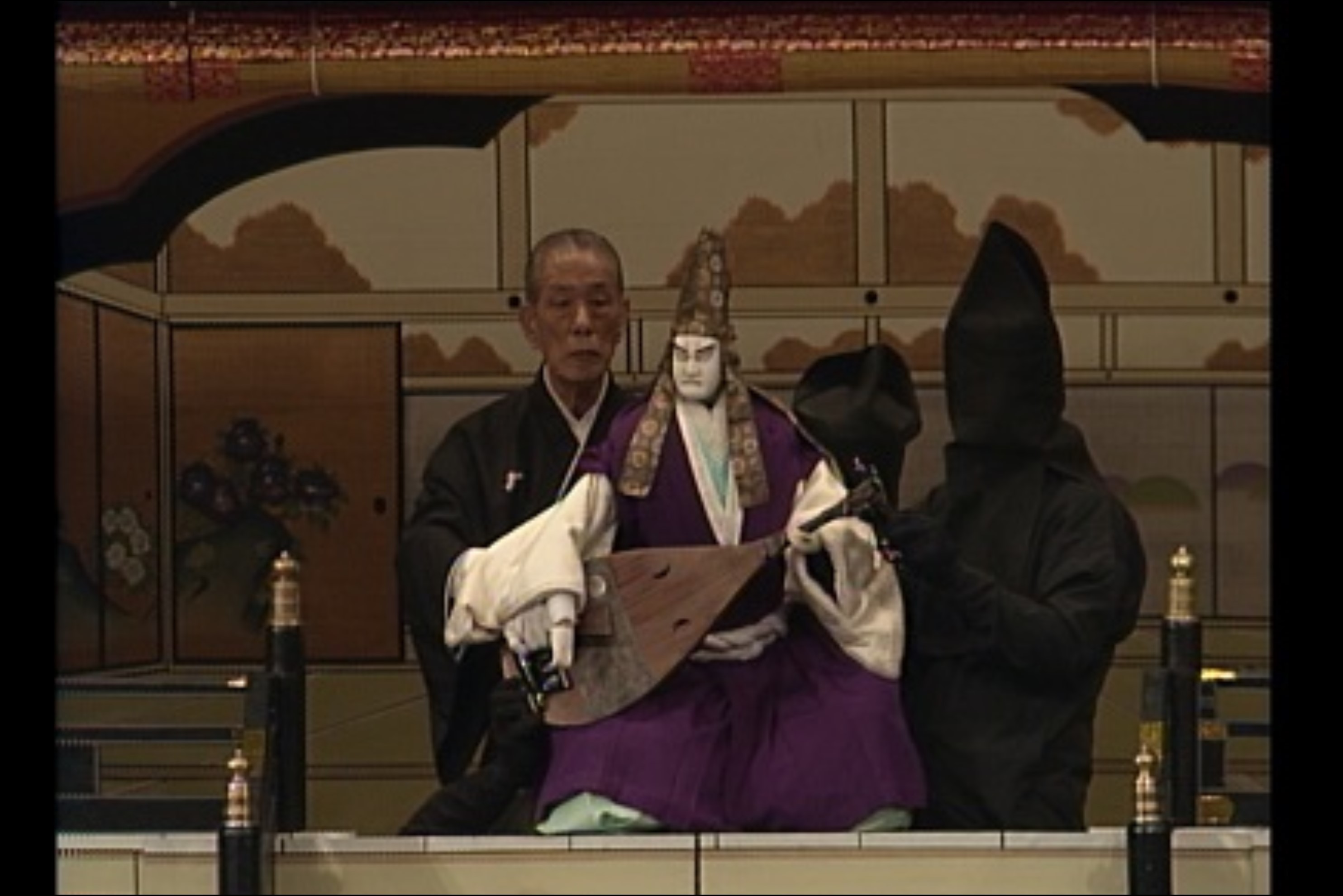 文楽人形と太夫の写真